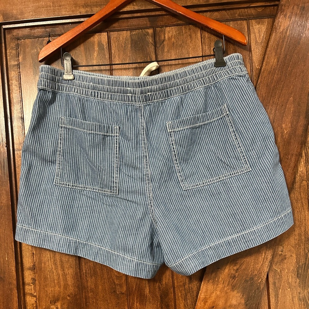 LOFT Blue Striped Women's Shorts - Picture 2 of 3